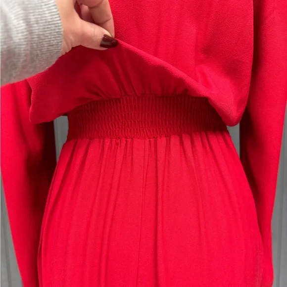 Vintage Red Long Sleeve Button Front Jumpsuit Size 10 Molly Malloy Petite - Picture 12 of 15